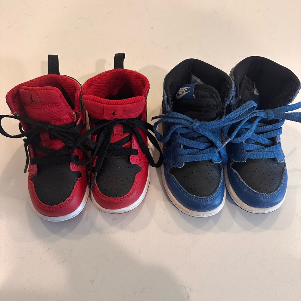 Toddler Nike Jordan Red and Blue High-Top Sneakers